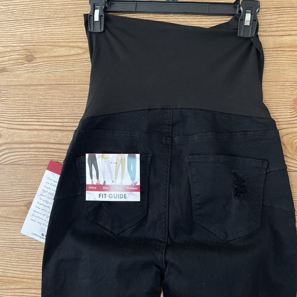 SONG Maternity Skinny Jeans Women M Black NEW Distressed Curvy Ankle Grazer Leg - Picture 4 of 11